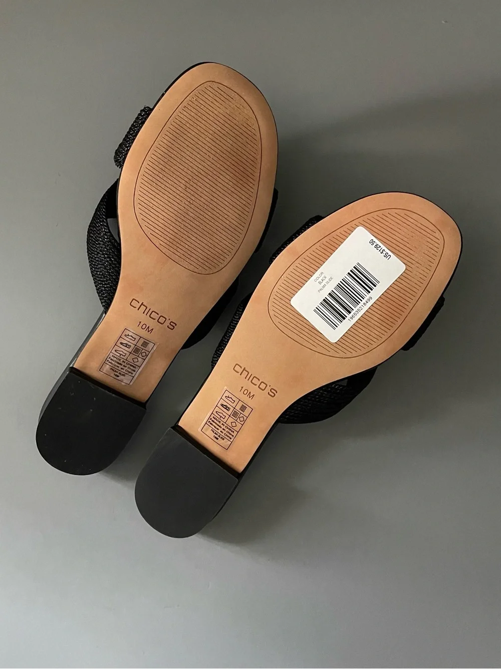 Chico’s Woven Palma Slide Sandals 10 Memory Foam Pods Comfort Travel Baja Resort